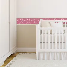 Adesivo De Parede Faixa Decorativa Infantil Floral 6m X 15cm Cor Rosa Foto mini 2