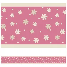 Adesivo De Parede Faixa Decorativa Infantil Floral 6m X 15cm Cor Rosa Foto mini 3