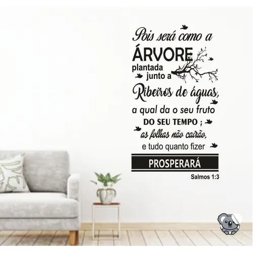 Adesivo De Parede Frases Bíblicas Salmo 1:3 Em Vinil 95x45cm Foto 1