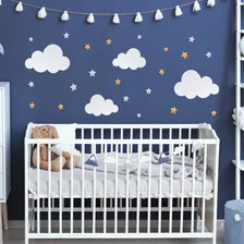 Adesivo De Parede Nuvens E Estrelas Para Quarto Infantil 24u Foto  mini 1