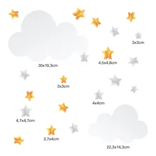 Adesivo De Parede Nuvens E Estrelas Para Quarto Infantil 24u Foto mini  2
