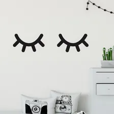 Adesivo De Parede Quarto Inf. Cílios Olhinhos Fechados 19cm Cor Preto Foto mini 2