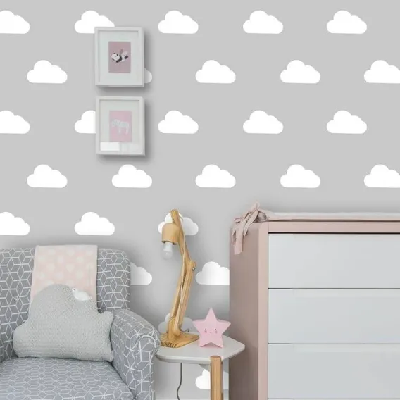 Adesivo De Parede Quarto Infantil Nuvens 20un 10 X 5cm Foto 1