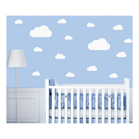 Adesivo De Parede Quarto Nuvens Infantil / Bebe 24 Nuvens Cor Branco Foto 1