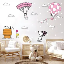 Adesivo De Parede Snoopy Paraquedas Casinha Cor Rosa Foto mini  2