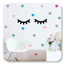 Adesivo Decoração Quarto Infantil Menina Cílios Fofo Garota Cor Colorido Foto mini 1