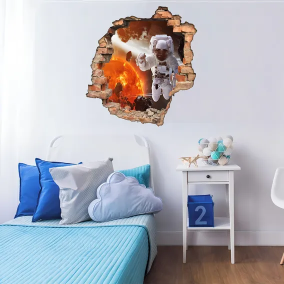 Adesivo Decorativo Buraco 3d Astronauta Foto 1