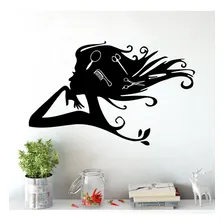 Adesivo Decorativo De Parede Cabeleireiro Corte Beleza Cor Preto Foto mini 1