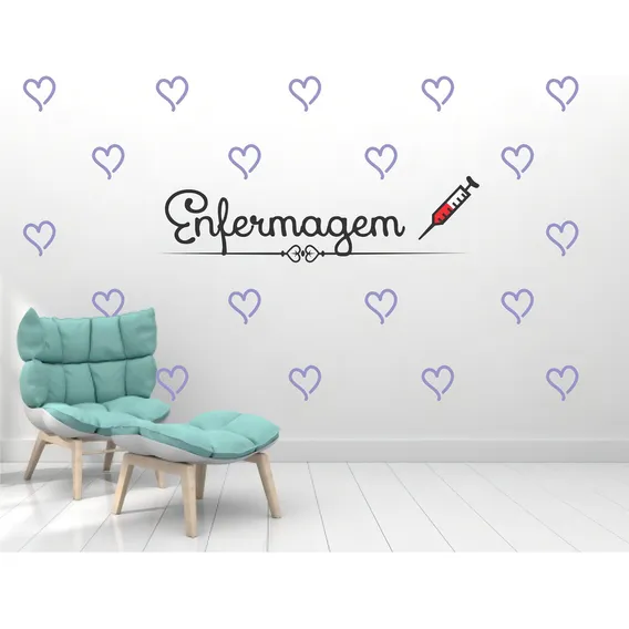 Adesivo Decorativo De Parede Enfermagem E Corações Foto 1