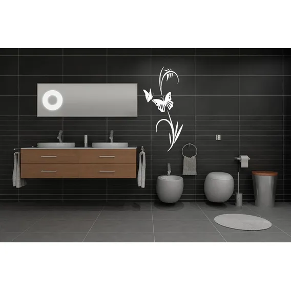 Adesivo Decorativo De Parede Floral Planta Com Borboleta Foto 1