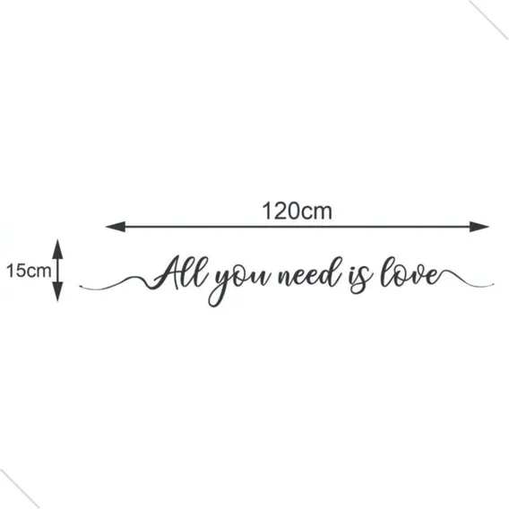 Adesivo Decorativo De Parede Frase All You Need Is Love Cor Preto Foto 1
