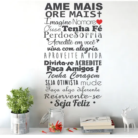 Adesivo Decorativo De Parede Frase Ame Mais Ore Mais Amigos Foto 1
