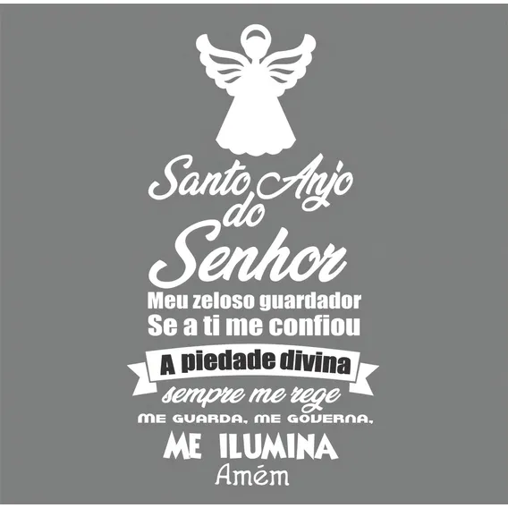 Adesivo Decorativo De Parede Oração Santo Anjo Do Senhor Cor Branco Foto 1