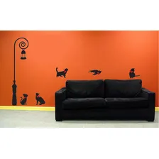 Adesivo Decorativo De Parede Poste Com Gatos E Laço Foto  mini 1