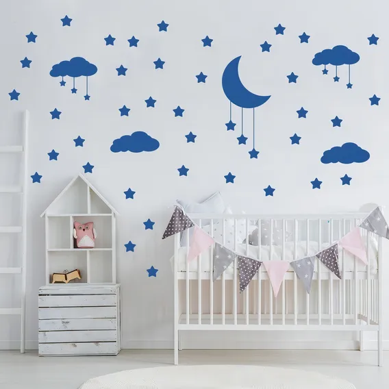 Adesivo Decorativo De Parede Quarto Infantil Nuvens Cor Branco Foto 1
