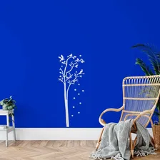 Adesivo Decorativo De Parede Quarto Sala Arvore Com Passaros Cor Branco Foto mini 1