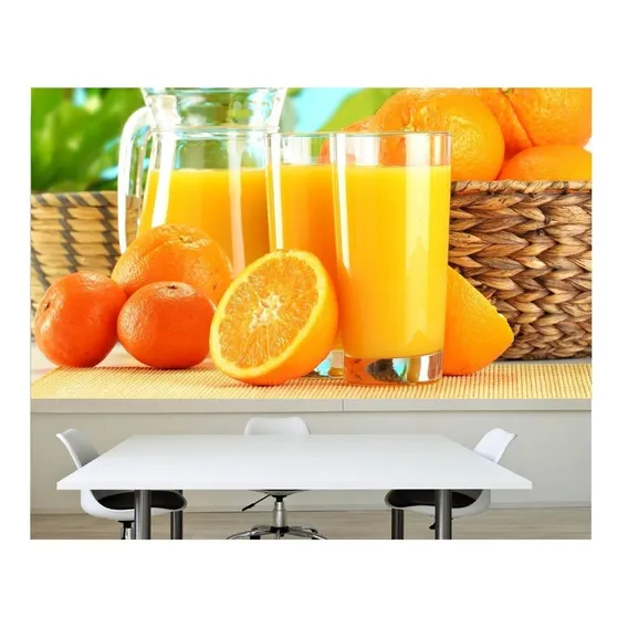 Adesivo Decorativo De Parede Suco Natural Frutas Laranja Cor Colorido Foto 1