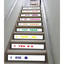Adesivo Decorativo Escada De Escolas Números Em Inglês Cor Colorido Foto  mini 1