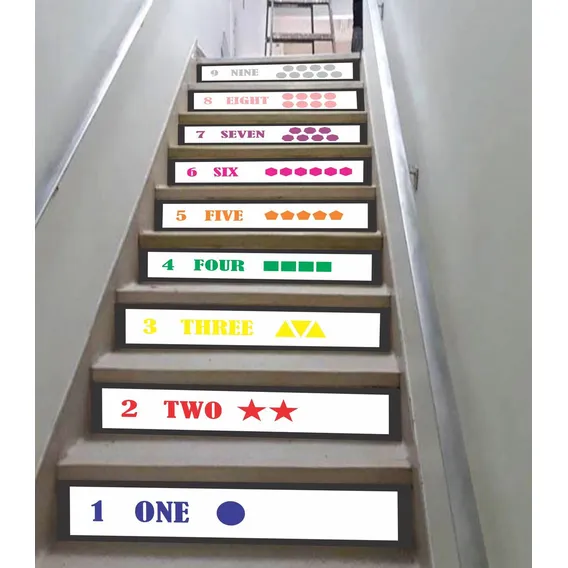 Adesivo Decorativo Escada De Escolas Números Em Inglês Cor Colorido Foto 1