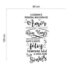 Adesivo Decorativo Frase A Cozinha É Pequena Cheia De Amor Cor Branco Foto mini  2