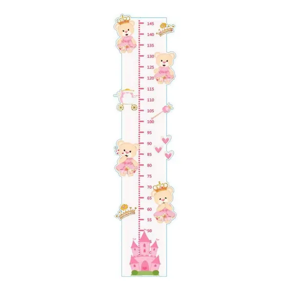 Adesivo Decorativo Infantil Régua Crescimento - Ursinha Rosa Foto 1