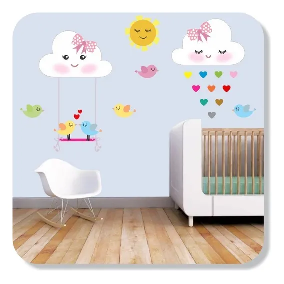 Adesivo Decorativo Nuvens Menina (130x70)cm Md04 Cor Colorido Foto 1