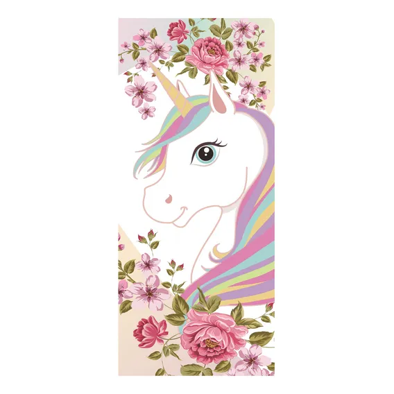 Adesivo Decorativo Para Porta ou Parede Unic贸rnio Infantil Floral Foto 1