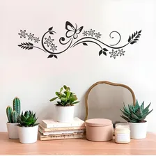 Adesivo Decorativo Parede Box Banheiro Floral Flor Borboleta Cor Preto Foto mini  2