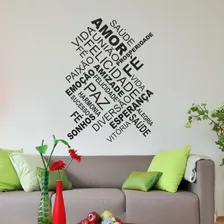 Adesivo Decorativo Parede Frases Amor Fé Paz Saúde União Cor Preto Foto mini 1
