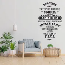 Adesivo Decorativo Parede Sala Frase Bem Vindo Agradeca Casa Foto mini 1