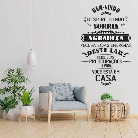 Adesivo Decorativo Parede Sala Frase Bem Vindo Agradeca Casa Foto 1