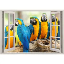 Adesivo Decorativo Parede Zool贸gico Zoo Arara Brasil Azul Cor Colorido Foto mini 1