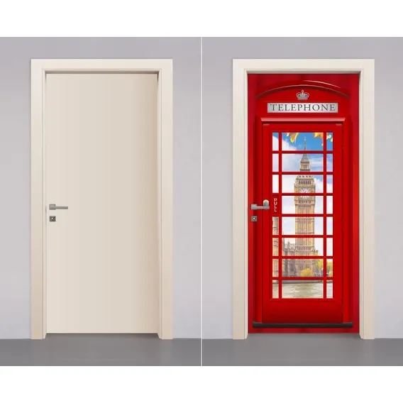Adesivo Decorativo Porta Cabine Telefonica Londres Big Ben Foto 1