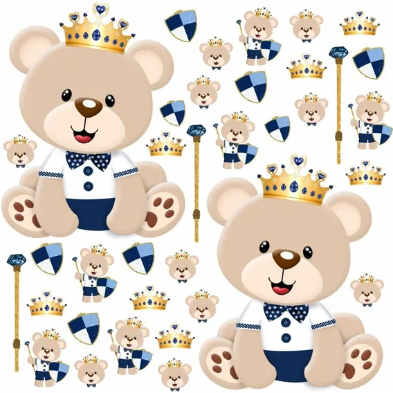 Adesivo Decorativo Quarto Menino Ursinho Urso Realeza Azul Foto 1