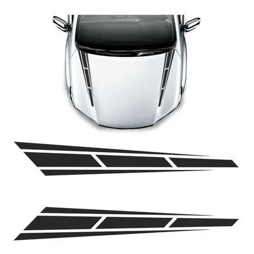 Adesivo Do Capô Faixa Carro Tuning Decorativo Universal Cor Preto Foto 1