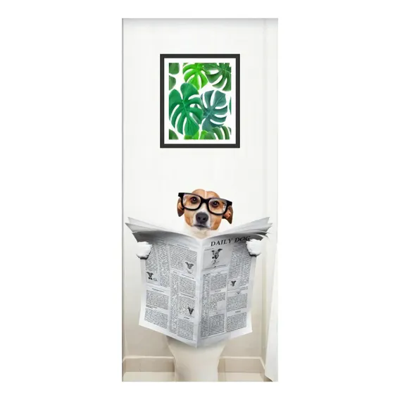 Adesivo Envelopamento Decorativo De Porta Cachorro Banheiro Foto 1