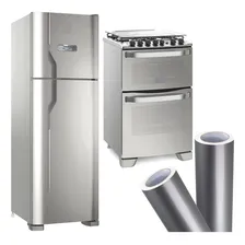 Adesivo Envelopamento Geladeira Prata Tipo Inox - 3m X 1m Cor Prateado Foto mini 2