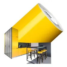 Adesivo Envelopamento Móveis Lavável Amarelo 1mx50cm Cor Envelopamento Amarelo Foto mini 1
