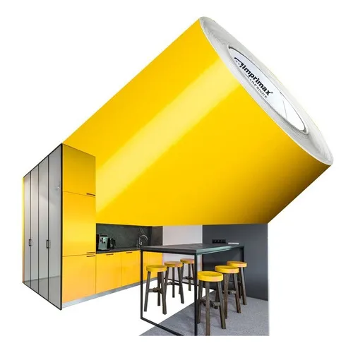 Adesivo Envelopamento Móveis Lavável Amarelo 1mx50cm Cor Envelopamento Amarelo Foto 1