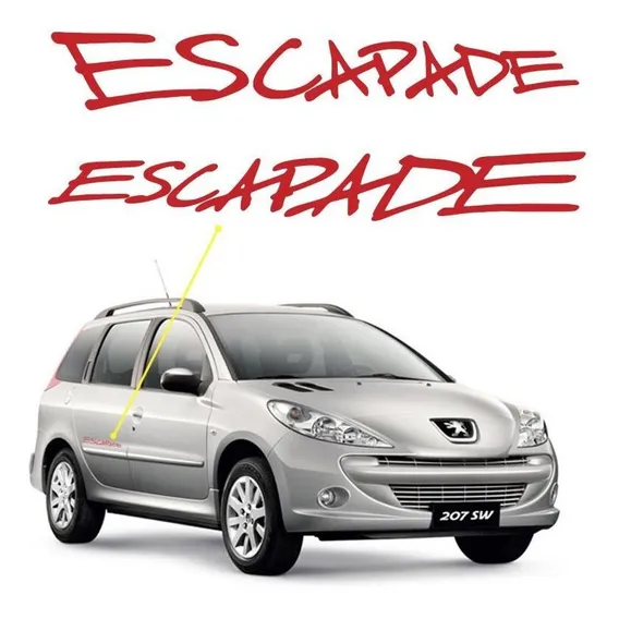 Adesivo Escapade Peugeot 206 Sw Emblema Lateral Vermelho Foto 1