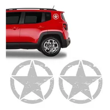 Adesivo Estrela Militar Jeep Renegade Lateral Corroído Prata Foto  mini 1