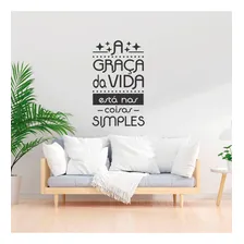 Adesivo Frase Parede Graça Da Vida Coisa Simples 75cm X 45cm Cor Preto Fosco Foto mini 3