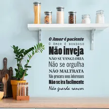Adesivo Frase Parede O Amor É Paciente E Bondoso 72cm X 46cm Cor Preto Fosco Foto mini 4
