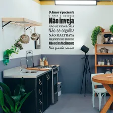 Adesivo Frase Parede O Amor É Paciente E Bondoso 72cm X 46cm Cor Preto Fosco Foto mini 3