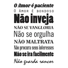 Adesivo Frase Parede O Amor É Paciente E Bondoso 72cm X 46cm Cor Preto Fosco Foto mini 1