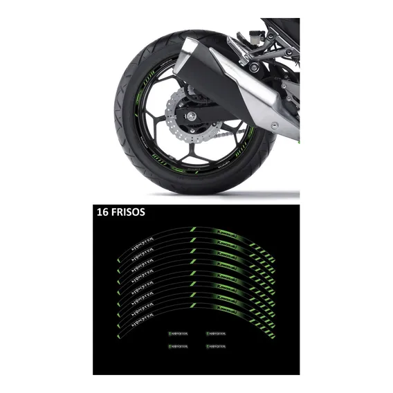 Adesivo Friso Refletivo Roda Moto Kawasaki Ca-13305 Foto 1