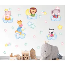 Adesivo Infantil Safari Aquarela Nas Nuvens E Estrelas Foto  mini 1
