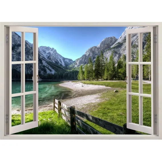 Adesivo Janela Parede Paisagem Montanhas Alta Resolução 3d Cor Colorido Foto 1