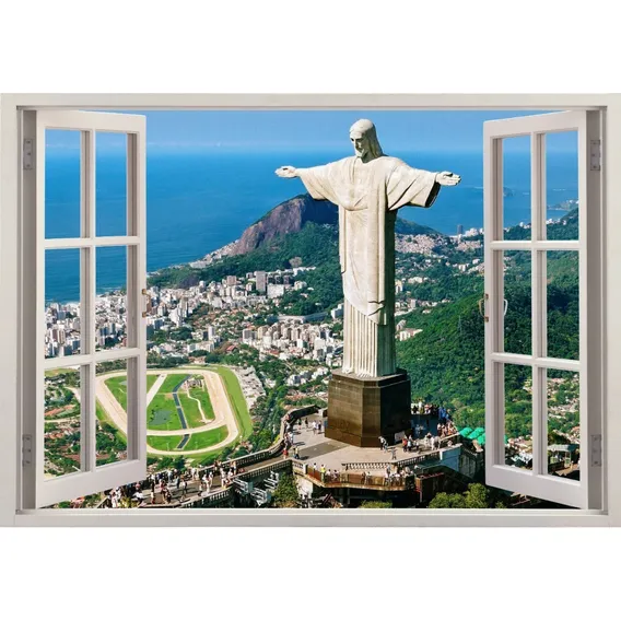 Adesivo Janela Rio De Janeiro Cristo Redentor Maracanã 3d Cor Colorido Foto 1