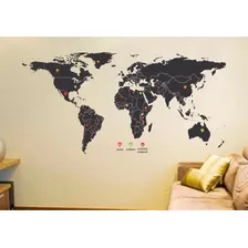 Adesivo Mapa Mundi Viagem Mochileiro Pins Marcação Foto mini 2